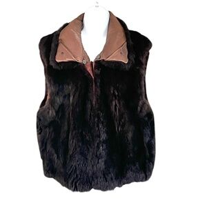 Andrew Marc New Zealand Opossum and leather zip front vest, size medium.